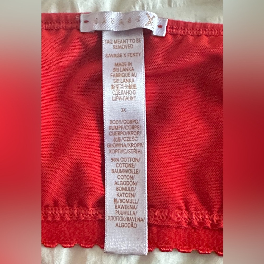 Savage X Fenty Red Cotton Jersey Leggings and Bralette Set - Picture 9 of 9